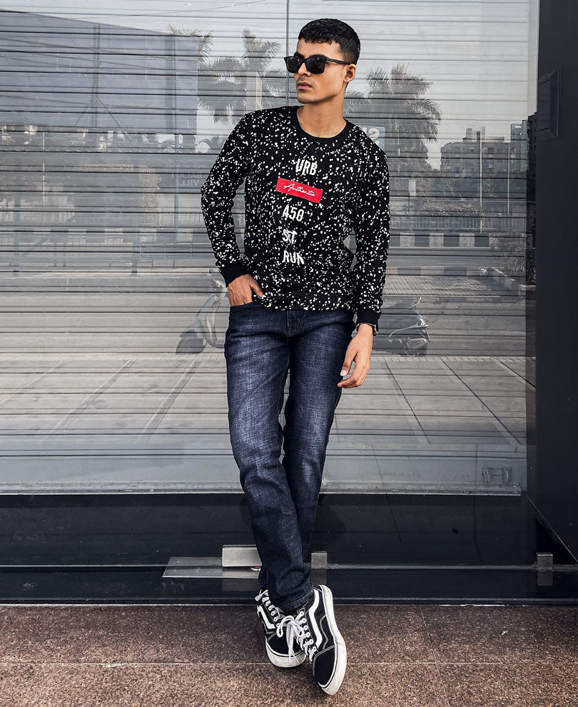 Black URB Paint Spots Full Sleeves T Shirt