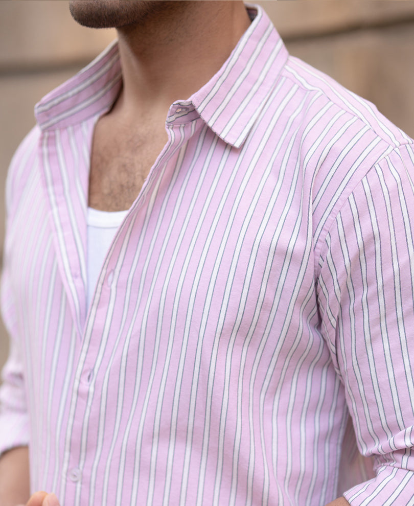 Light Pink Cotton Oxford Stripe Shirt