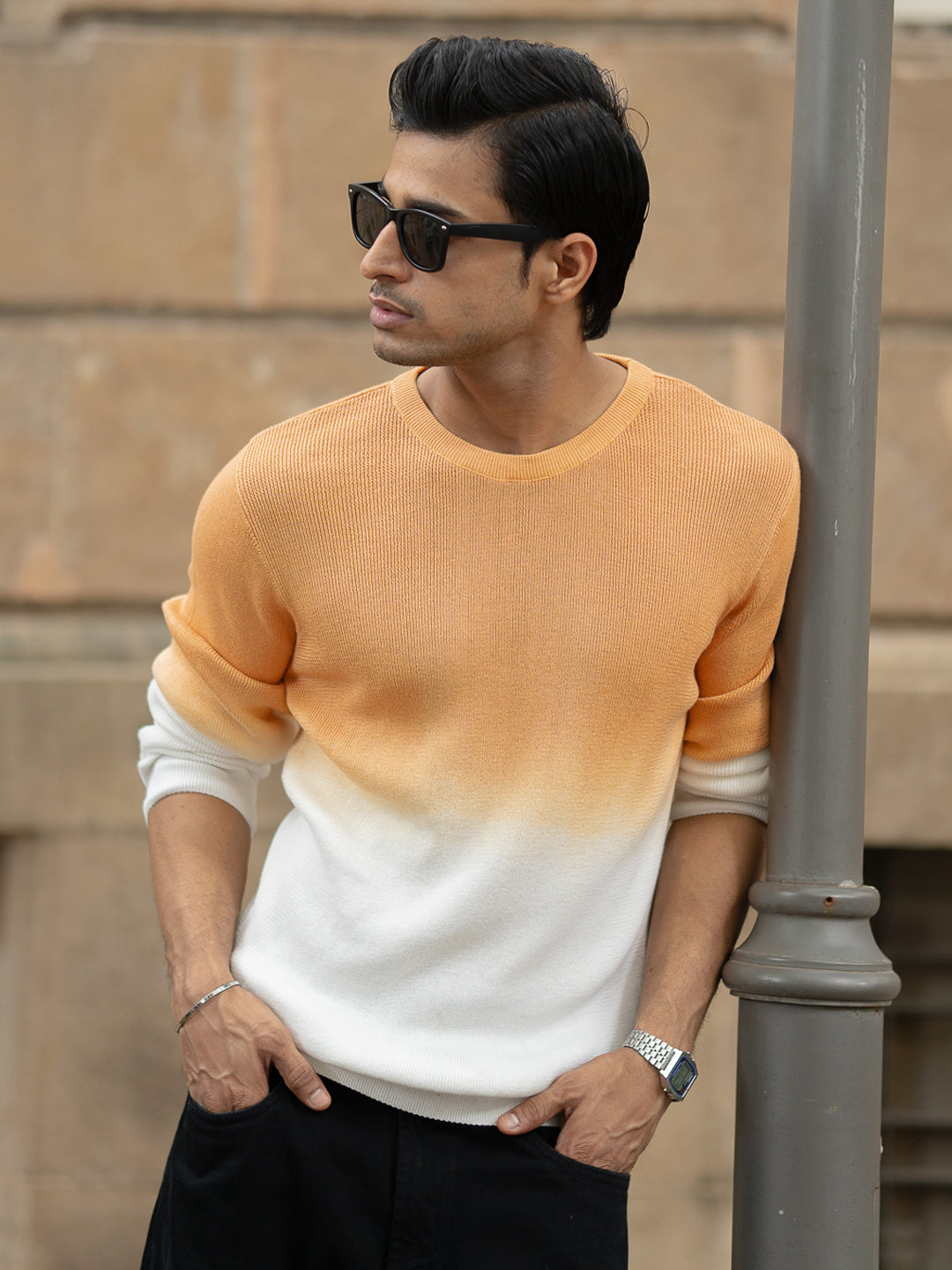 Apricot Orange Ombrãƒâ© Knit T-Shirt