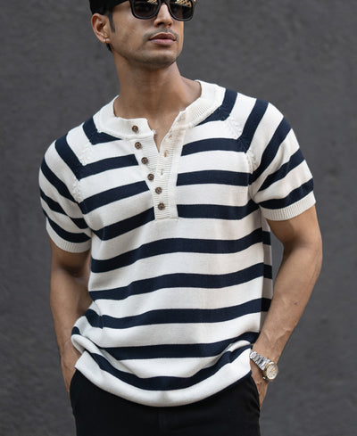 Navy Striped Raglan T-Shirt