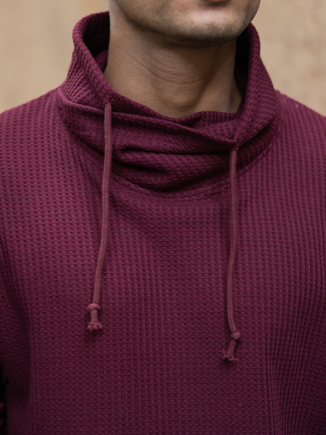 Wine Structured High Neck T-Shirt