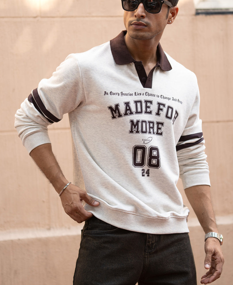 Grey Melange Printed Sweatshirt