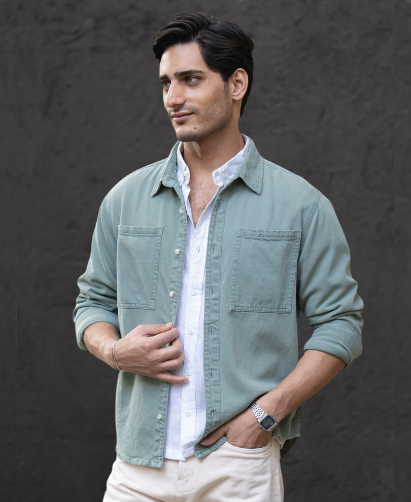 Pista Washed Structured Denim Shirt.