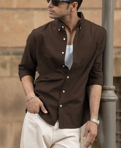 Coffee Brown Oxford Shirt