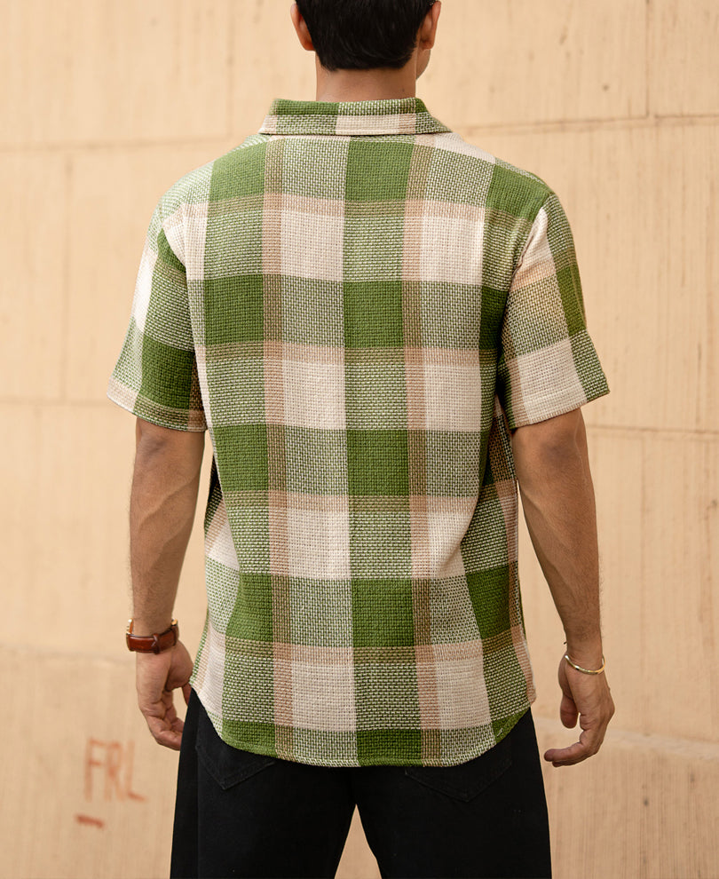 Green Structured Checks Shirt