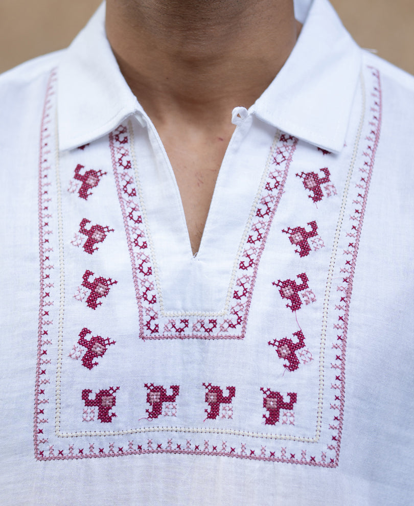 White Embroidered Kurta Shirt