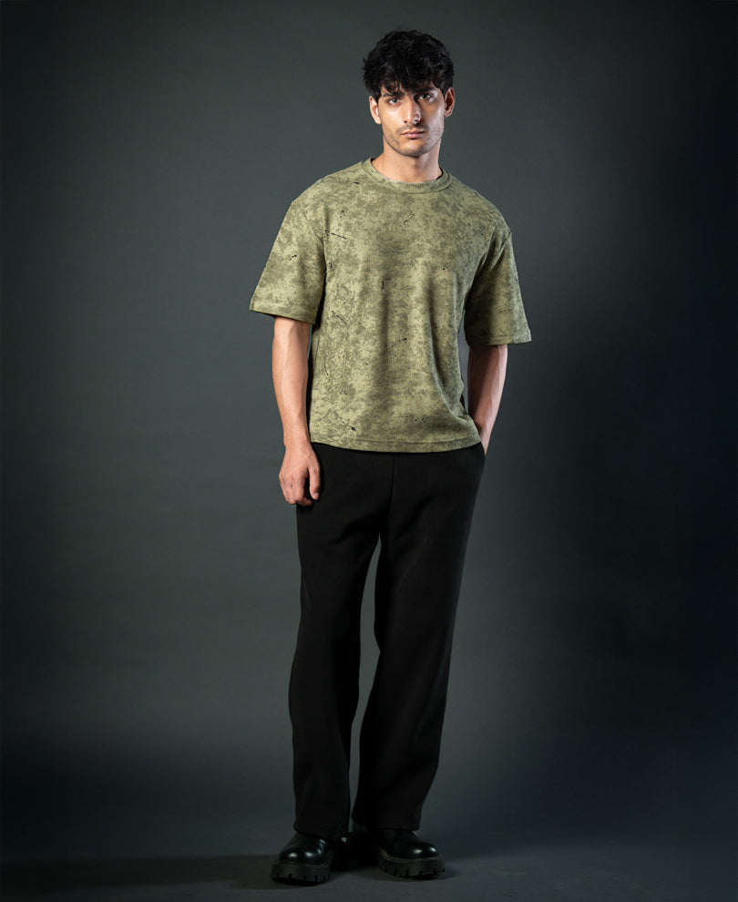 Olive Tie Dye Print T-Shirt