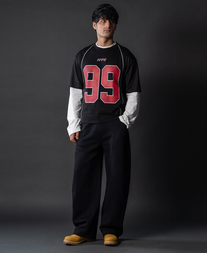 Black Graphic Varsity T-Shirt.