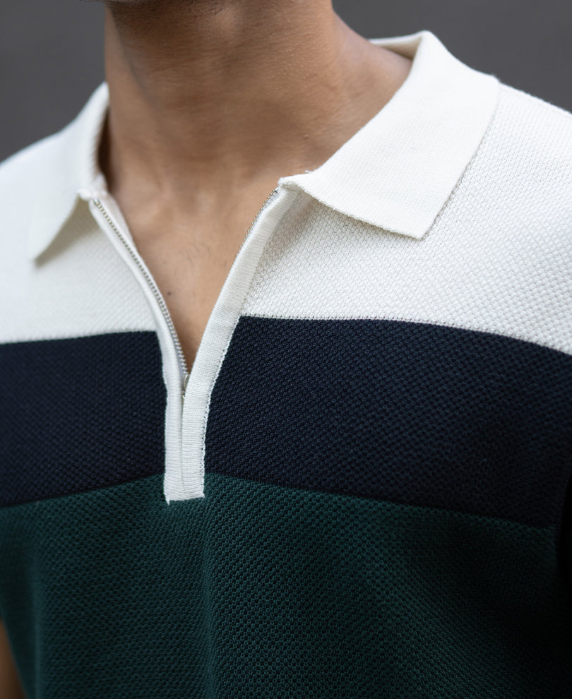 Olive & Navy Knit Stripe T-Shirt