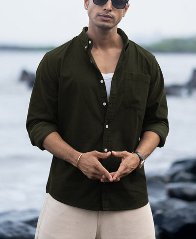 Dark Olive Corduroy Buttondown Shirt