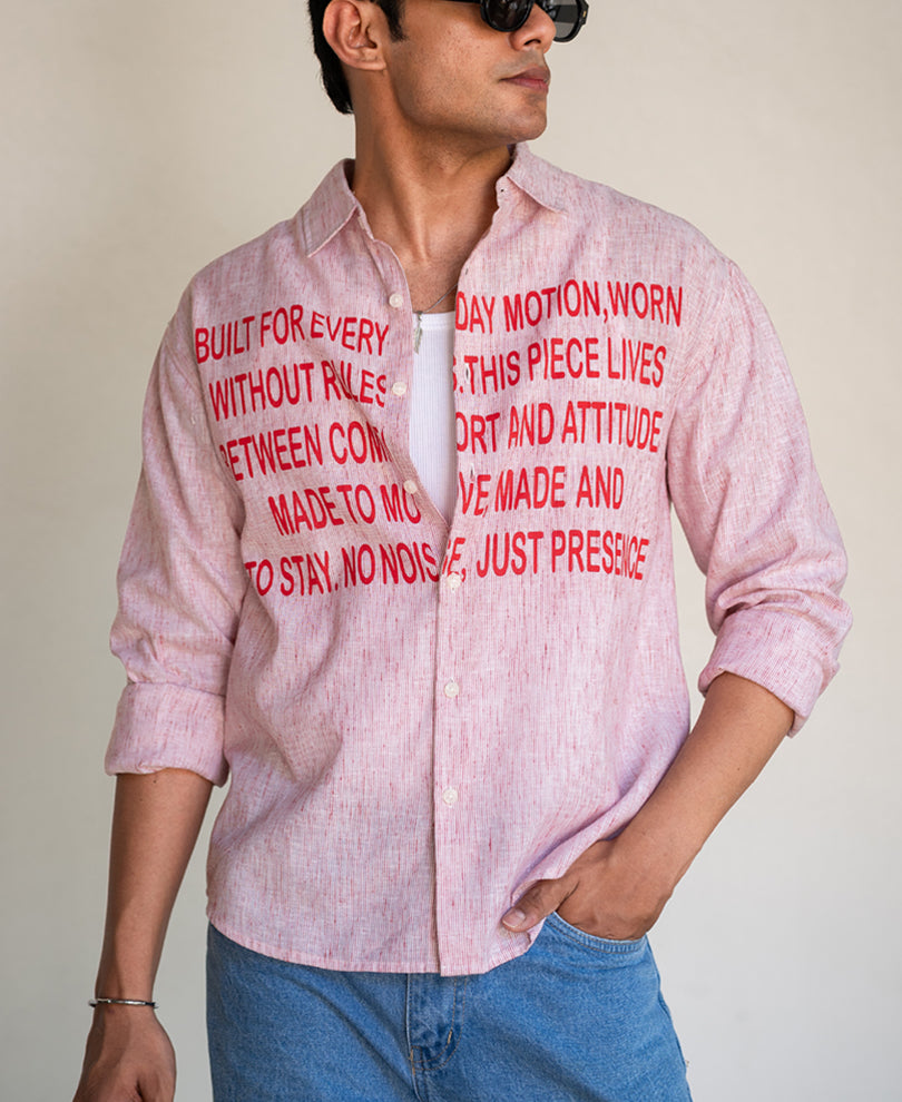 Red Pin Stripe Printed Shirt.