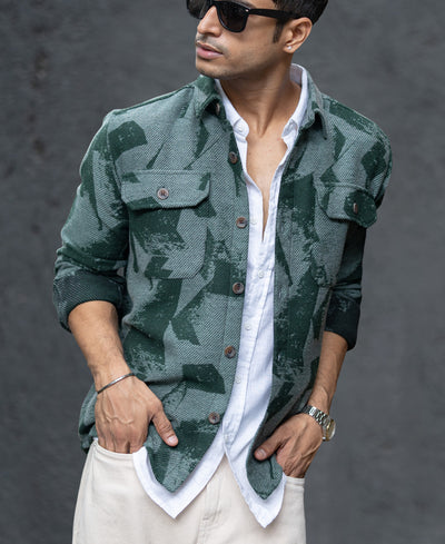 Green Jacquard Overshirt