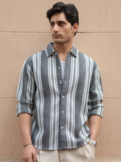Black Structure Striped Shirt