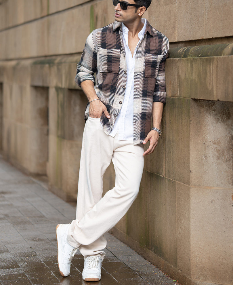 Brown Twill Check Shirt