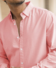 Peach Microchecks Oxford Shirt