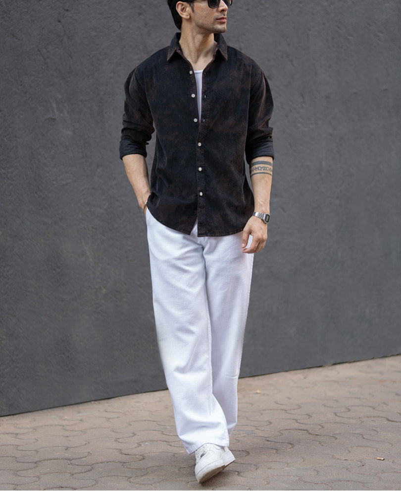 【BLACK】Washed corduroy shirt Buy Black Washed Corduroy Shirt for Men | POWERLOOK