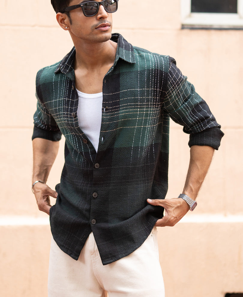 Olive Ombre Checks Shirt