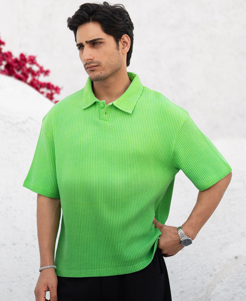 Green Ombre Structured Collar T-Shirt.