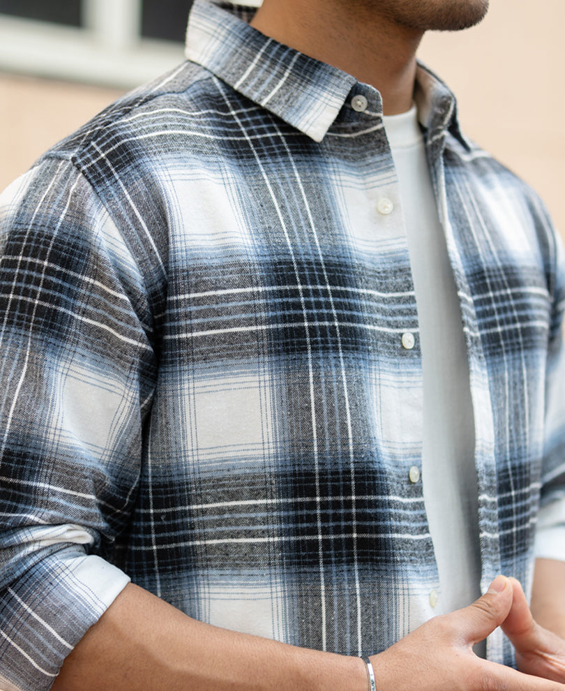 Black Lighweight Checks Shirt.