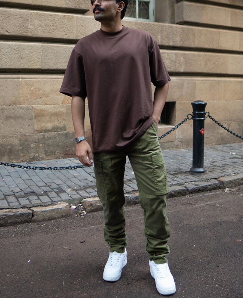 Olive Cotton Cargo Pants.