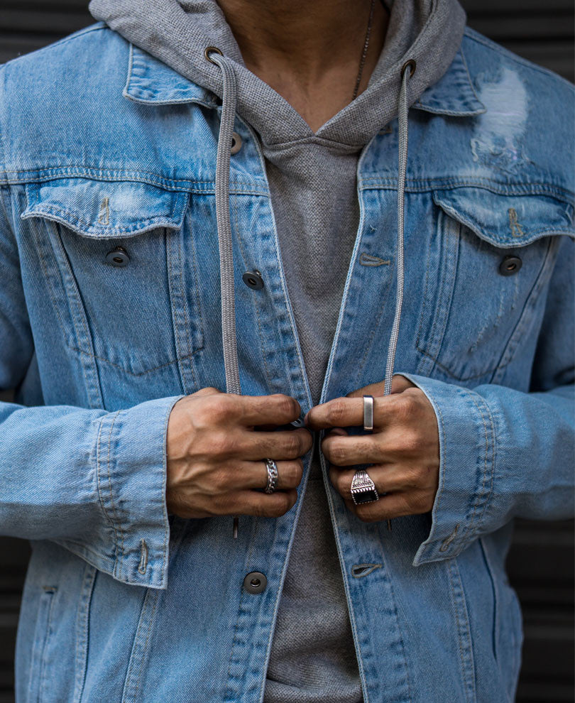 Light Blue Ripped Denim Jacket