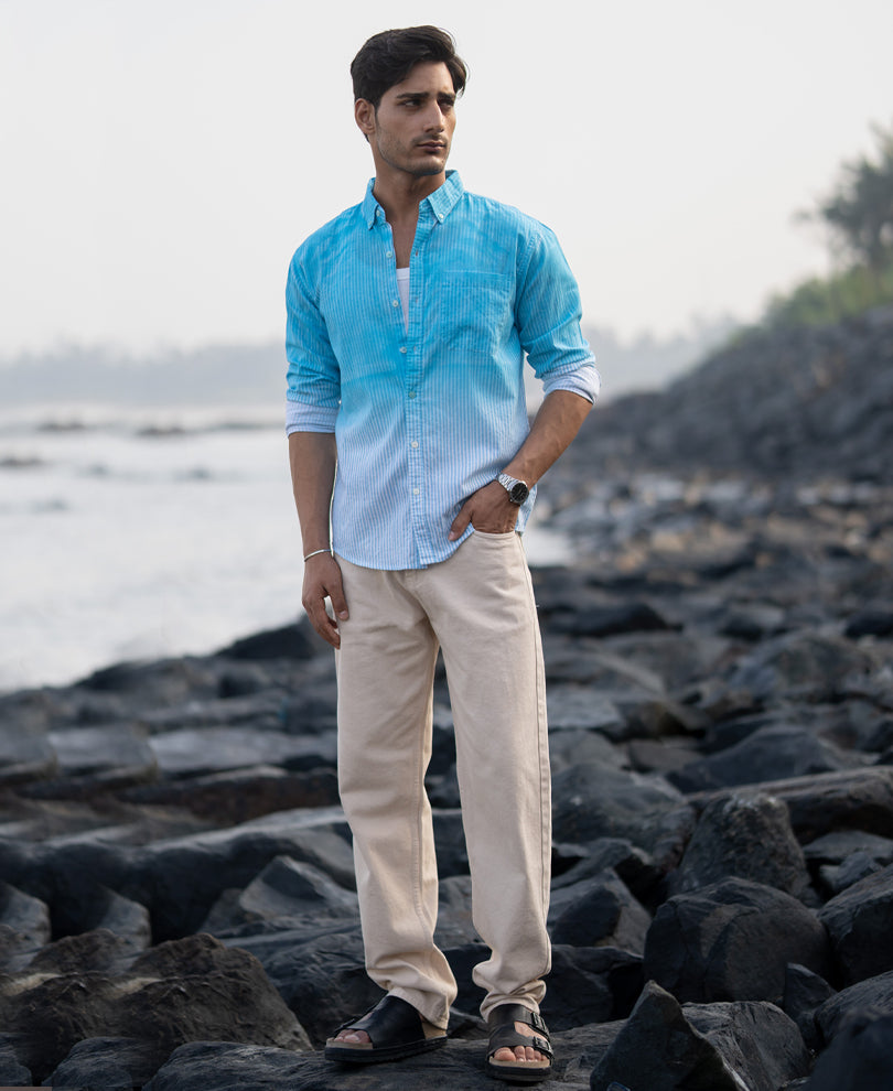 Blue Sprayed Stripe Shirt