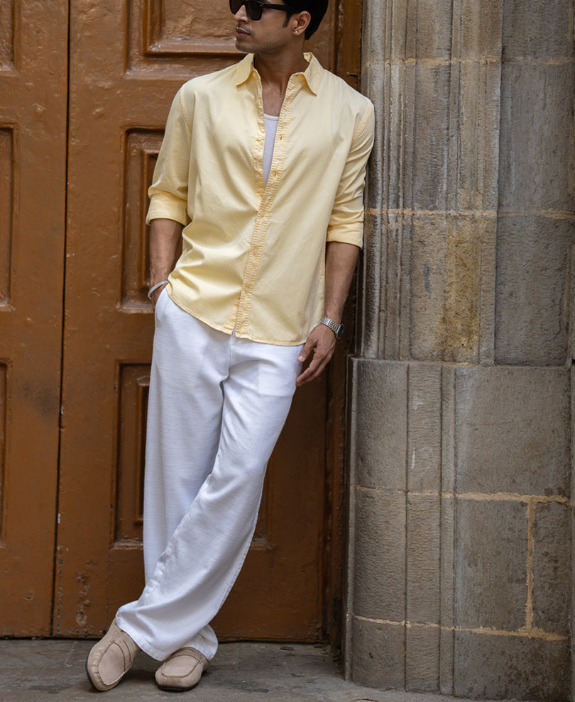 Yellow Overdyed Structure Shirt.