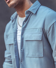 Sky Blue Chest Pocket Oversize Drop Shoulder Shirt