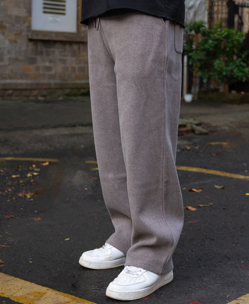 Brown Melange Baggy Trackpants