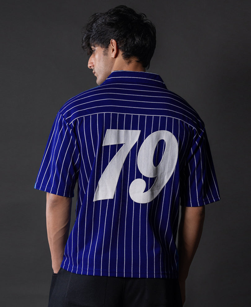 Royal Blue Printed Jersey Shirt.