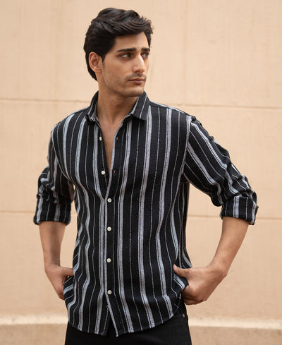 Black Structured Stripe Shirt