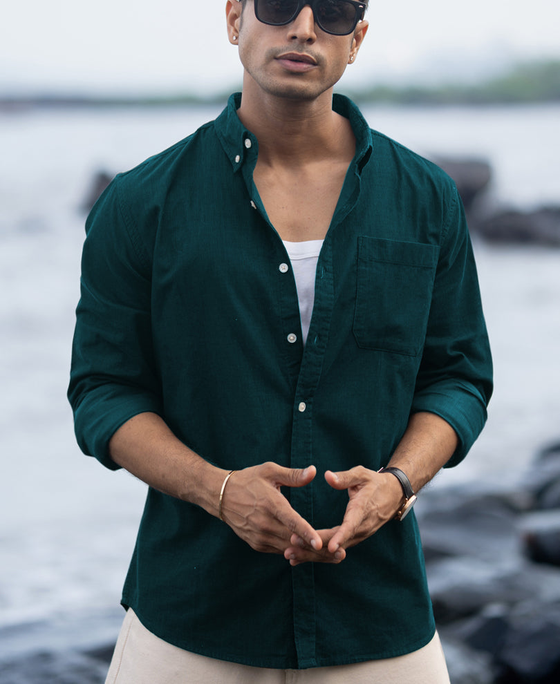 Dark Teal Corduroy Buttondown Shirt