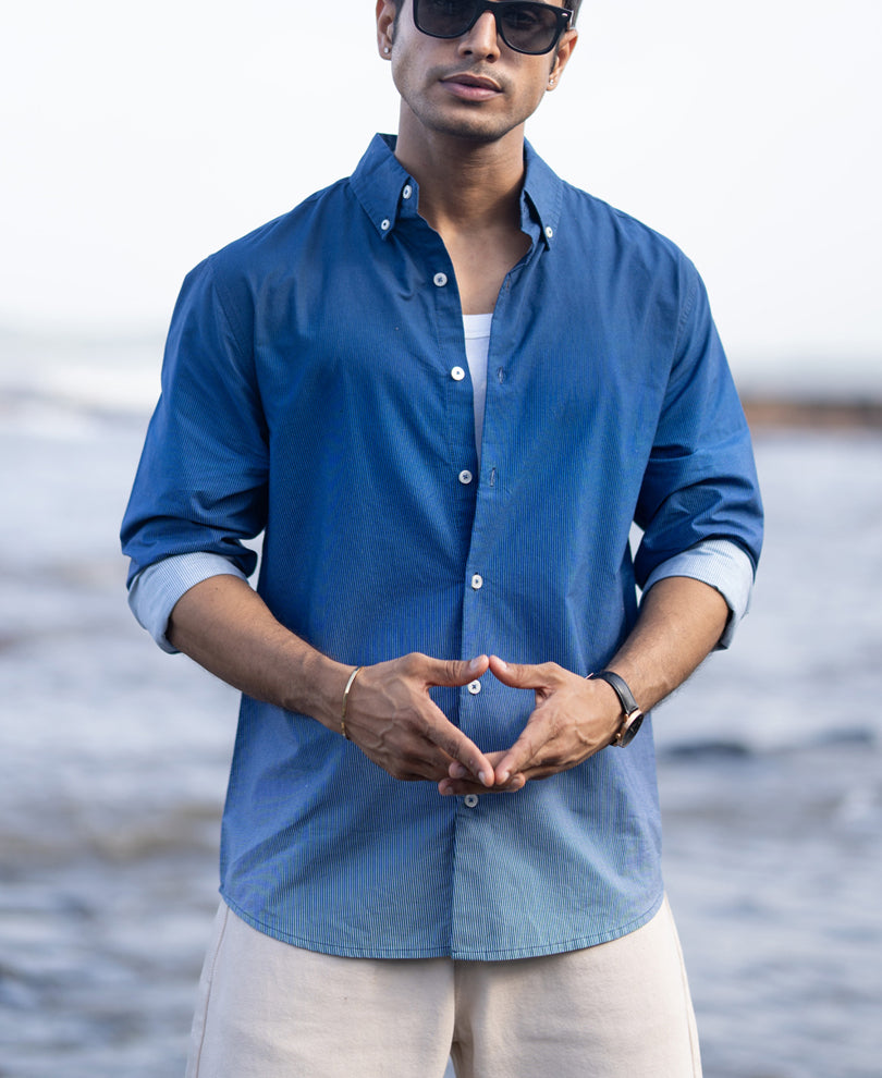 Dark Blue Ombre Stripe Shirt