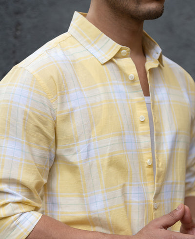 Yellow Lightweight Cotton Checks Shirt