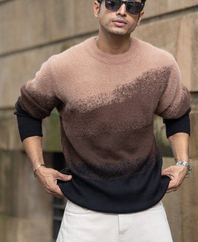 Brown Ombre Jacquard Sweater