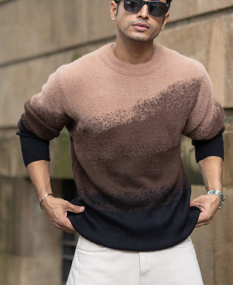 Brown Ombre Jacquard Sweater