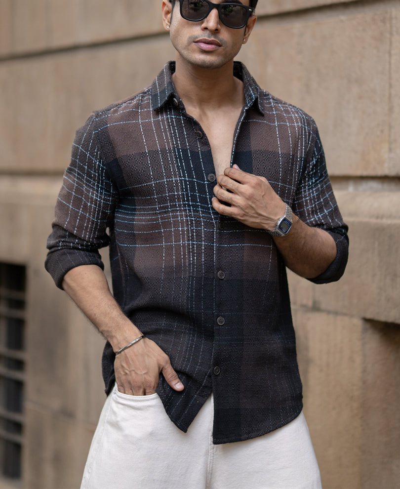 Brown Ombre Checks Shirt