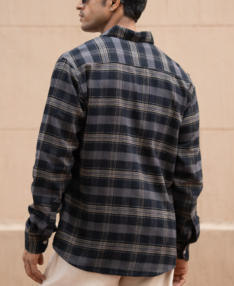 Grey Brushed Checked Shirt