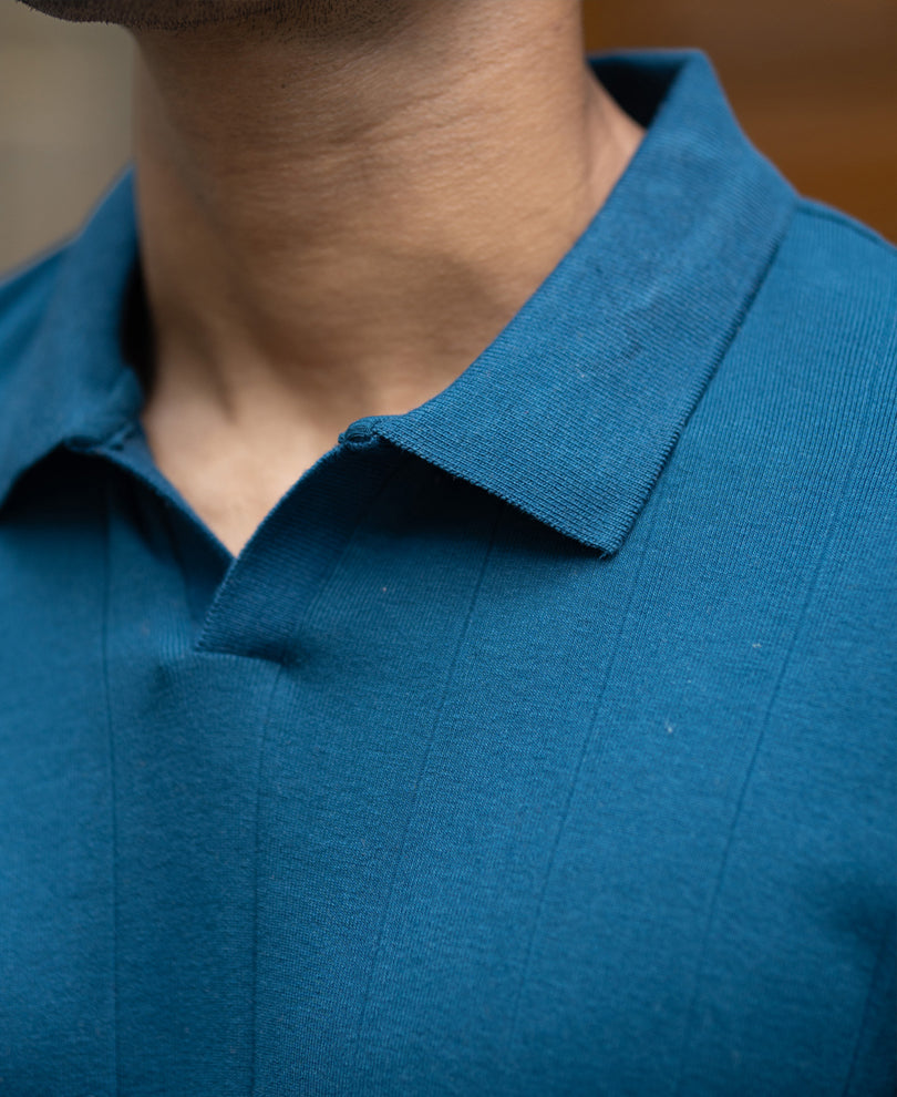 Royal Blue Striped Knitted T-Shirt