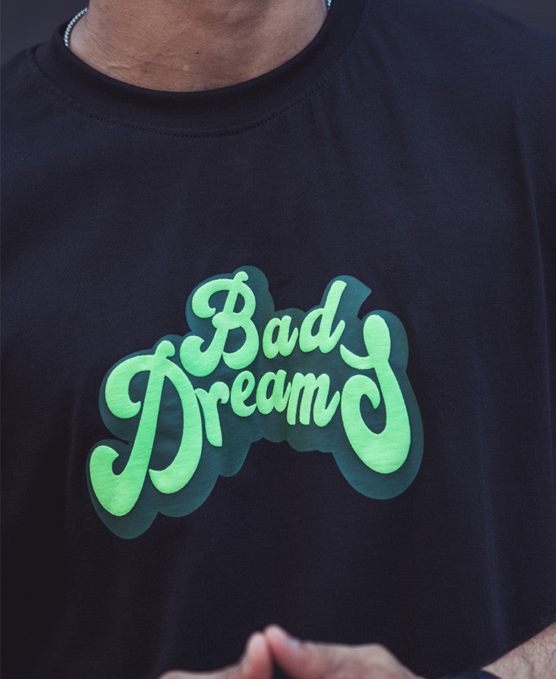 Black Bad Dream Back Print Oversize Drop Shoulder T Shirt