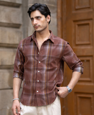 Brown Corduroy Check Shirt.