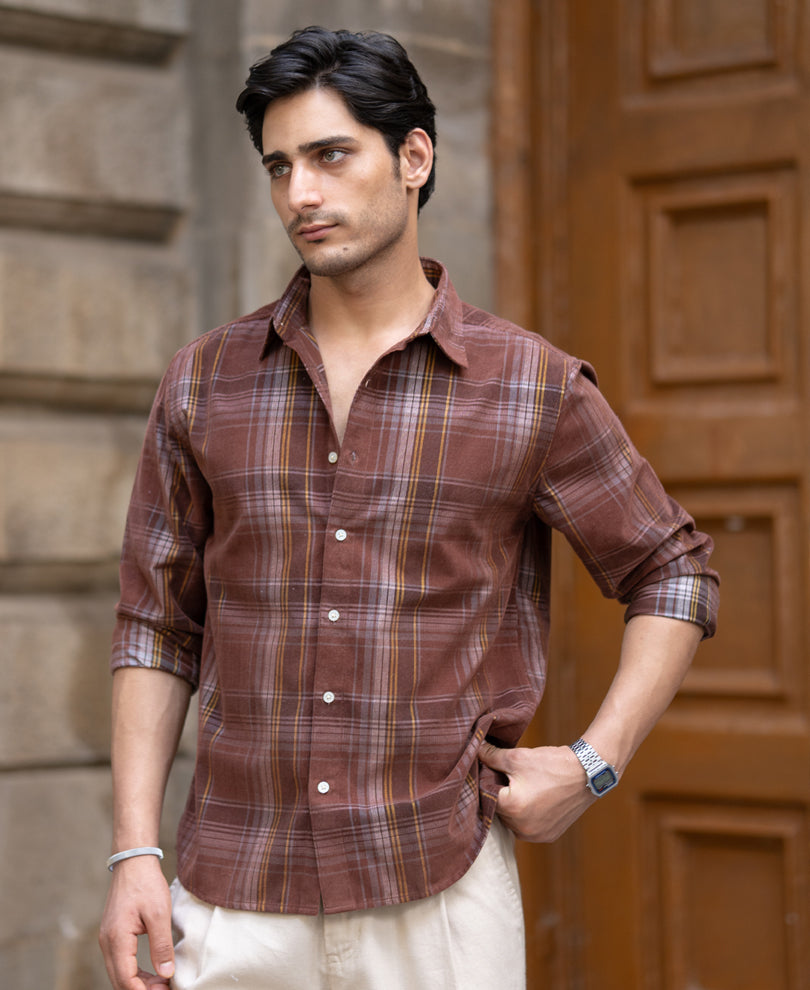 Brown Corduroy Check Shirt.