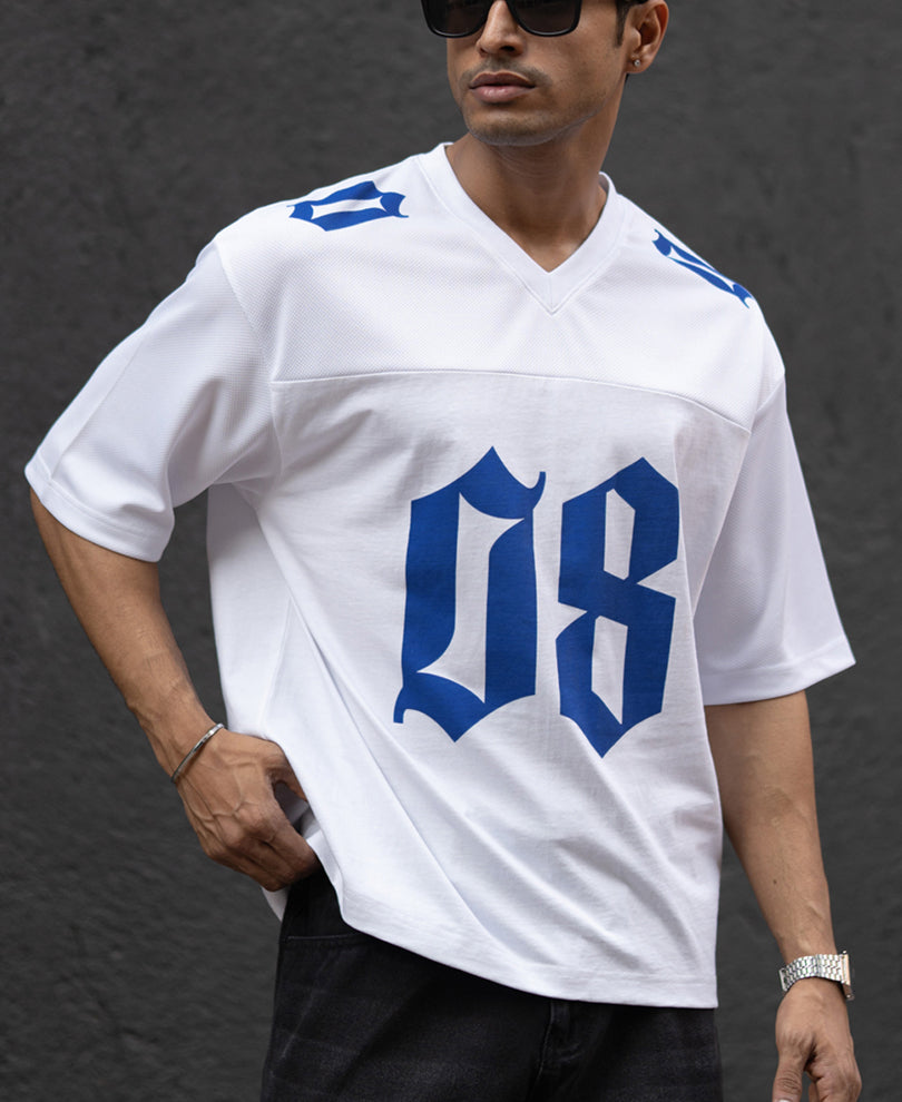 White Printed Jersey T-Shirt.
