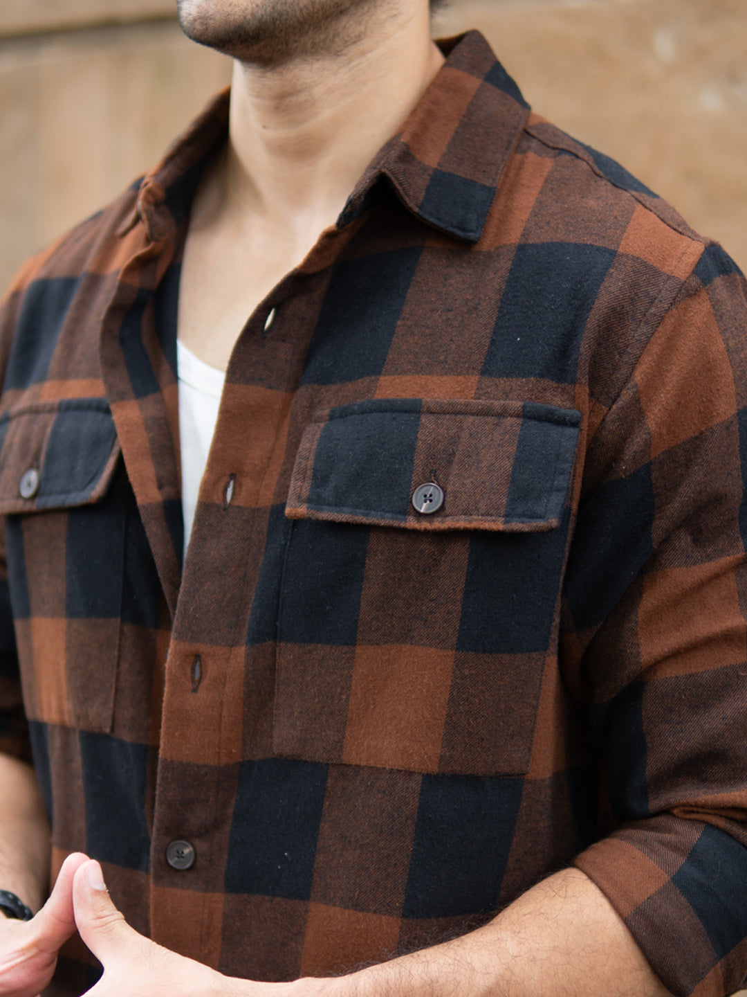 Brown And Black Checks Shirt