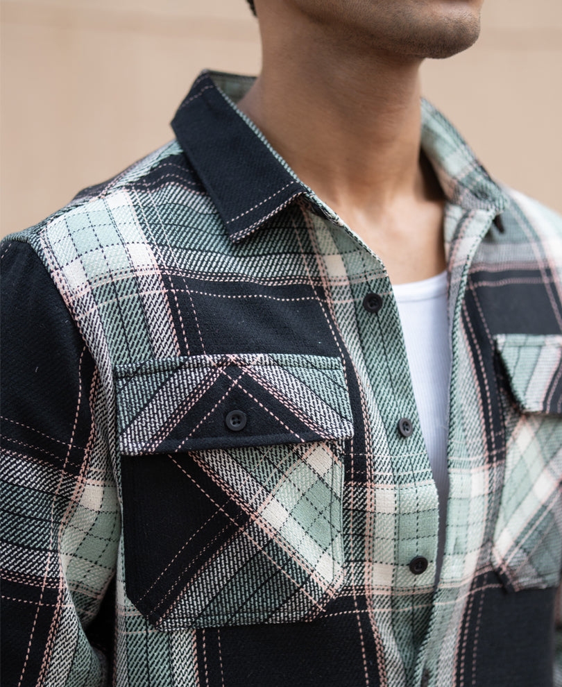 Black Structure Checks Shirt.