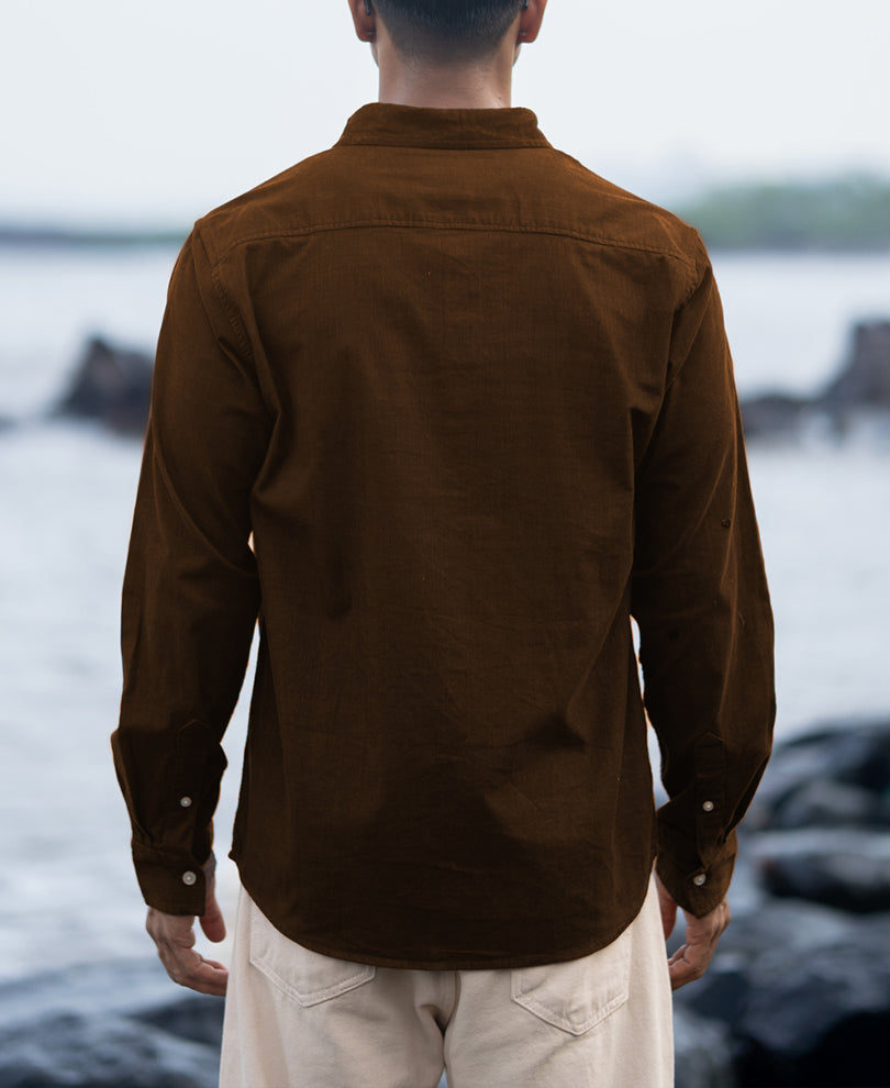 Tan Brown Corduroy Buttondown Shirt
