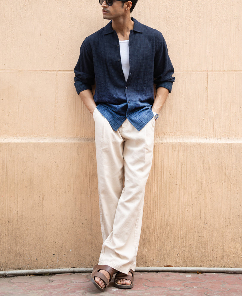 Navy Structured Ombre Shirt.