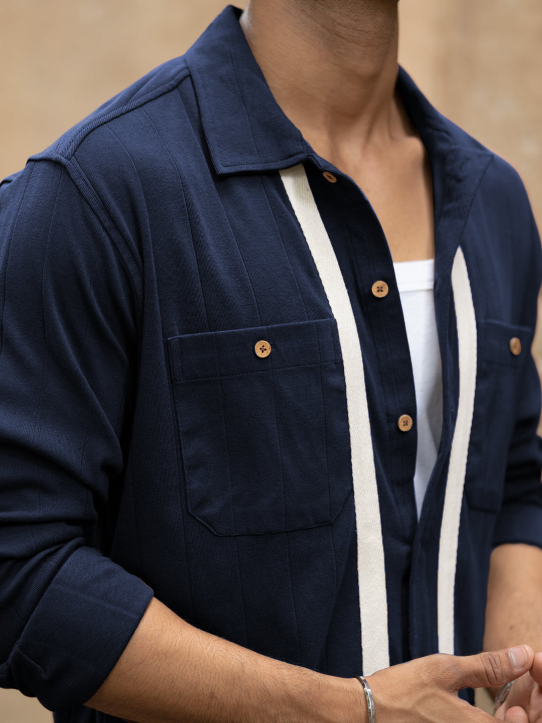Navy Contrast Detail Shirt