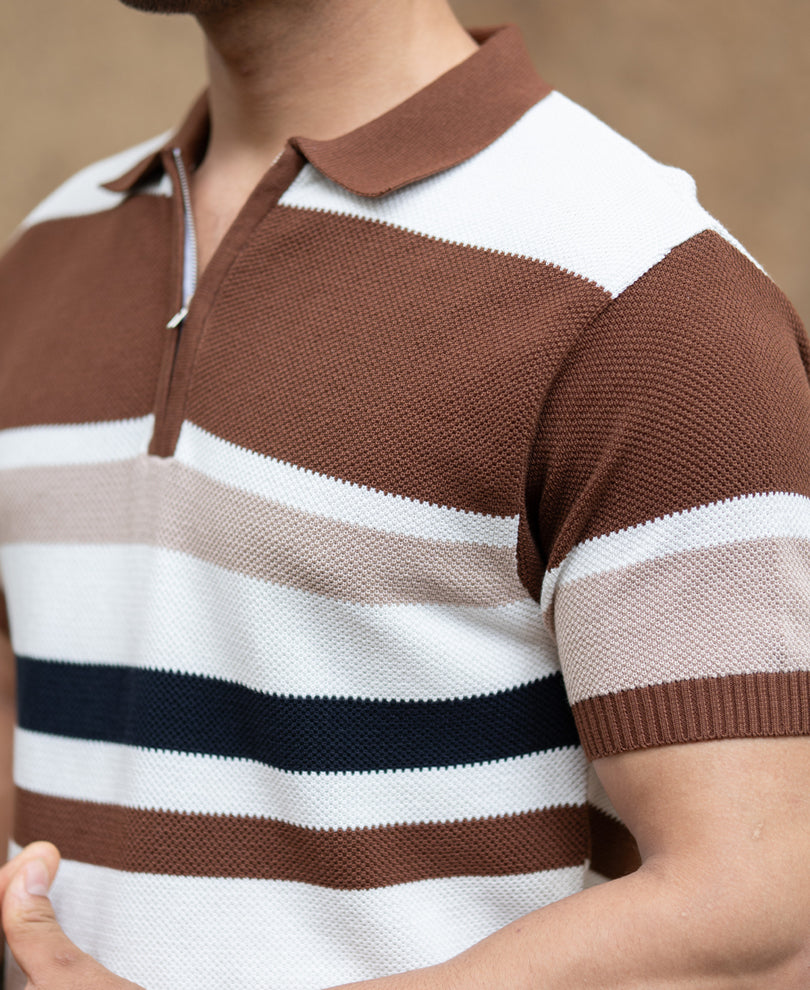 Multi Color Stripe Knit T-Shirt