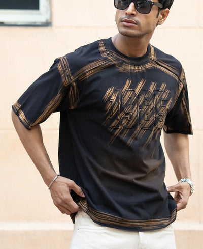 Black Bleached Applique T-Shirt